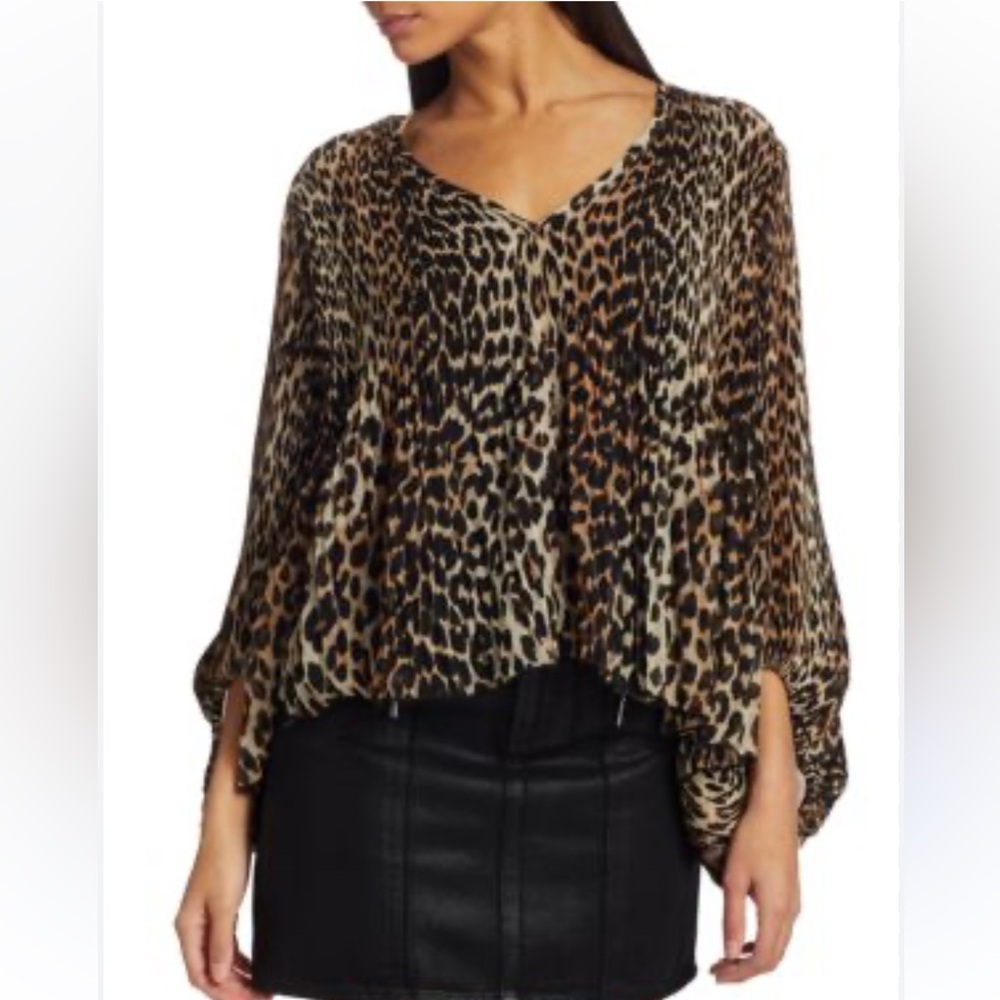 GANNI Leopard Pleated Top
